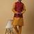Men's mustard kurta and churidar with jacquard ethnic nehru jacket