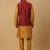Men's mustard kurta and churidar with jacquard ethnic nehru jacket