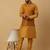 Men's mustard kurta and churidar with jacquard ethnic nehru jacket