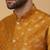 Men's mustard kurta and churidar with jacquard ethnic nehru jacket
