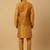 Men's mustard kurta and churidar with jacquard ethnic nehru jacket