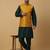 Men's green kurta and churidar with sequenced cotton silk nehru jacket