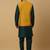 Men's green kurta and churidar with sequenced cotton silk nehru jacket