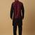 Men's black kurta and churidar with jacquard floral nehru jacket