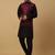 Men's black kurta and churidar with jacquard floral nehru jacket