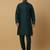 Men's green kurta and churidar with sequenced cotton silk nehru jacket