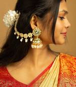 Kundan jhumka with ear kundan chain