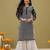 Hand embroidered black and white georgette lucknowi chikankari indian straight kurta with palazzo