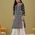 Hand embroidered black and white georgette lucknowi chikankari indian straight kurta with palazzo