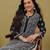 Hand embroidered black and white georgette lucknowi chikankari indian straight kurta with palazzo