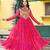Pink faux georgette badhni print with kutchi patche work navratri gown
