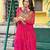 Pink faux georgette badhni print with kutchi patche work navratri gown