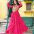 Pink faux georgette badhni print with kutchi patche work navratri gown