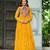 Yellow faux georgette badhni print with kutchi patche work navratri gown