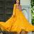 Yellow faux georgette badhni print with kutchi patche work navratri gown