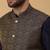 Men's navy blue kurta and churidar with jacquard ethnic motifs printed nehru jacket