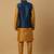 Men's mustard kurta and churidar with jacquard floral nehru jacket