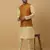 Men's beige kurta and churidar with jacquard ethnic nehru jacket