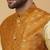 Men's beige kurta and churidar with jacquard ethnic nehru jacket