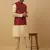 Men's beige kurta and churidar with jacquard ethnic nehru jacket