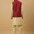 Men's beige kurta and churidar with jacquard ethnic nehru jacket