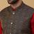 Men's maroon kurta and churidar with jacquard ethnic motifs printed nehru jacket
