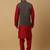 Men's maroon kurta and churidar with jacquard ethnic motifs printed nehru jacket