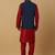 Men's maroon kurta and churidar with sequenced cotton silk nehru jacket