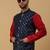 Men's maroon kurta and churidar with sequenced cotton silk nehru jacket