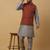 Men's grey kurta and churidar with jacquard ethnic motifs printed nehru jacket