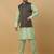 Men's sea green kurta and churidar with jacquard ethnic motifs printed nehru jacket