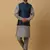 Men's grey kurta and churidar with jacquard floral nehru jacket