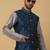 Men's grey kurta and churidar with jacquard floral nehru jacket