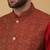 Men's maroon kurta and churidar with jacquard ethnic motifs printed nehru jacket