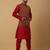 Men's maroon kurta and churidar with jacquard ethnic motifs printed nehru jacket