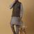 Men's grey kurta and churidar with jacquard ethnic motifs printed nehru jacket