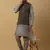 Men's grey kurta and churidar with jacquard ethnic motifs printed nehru jacket