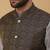 Men's grey kurta and churidar with jacquard ethnic motifs printed nehru jacket