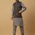 Men's grey kurta and churidar with jacquard ethnic motifs printed nehru jacket