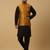 Men's black kurta and churidar with jacquard floral nehru jacket