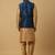 Men's gold kurta and churidar with jacquard floral nehru jacket