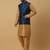 Men's gold kurta and churidar with jacquard floral nehru jacket