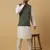 Men's cream kurta and churidar with jacquard ethnic motifs printed nehru jacket