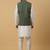 Men's cream kurta and churidar with jacquard ethnic motifs printed nehru jacket