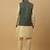 Men's beige kurta and churidar with jacquard ethnic motifs printed nehru jacket