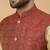 Men's beige kurta and churidar with jacquard ethnic motifs printed nehru jacket