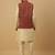 Men's beige kurta and churidar with jacquard ethnic motifs printed nehru jacket