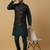 Men's green kurta and churidar with sequenced cotton silk nehru jacket