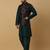 Men's green kurta and churidar with sequenced cotton silk nehru jacket