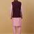 Men's pink kurta and churidar with sequenced cotton silk nehru jacket
